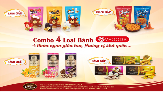 COMBO 4 LOẠI BÁNH VFOODS - NGON NGỌT GIÒN TAN, HƯƠNG VỊ KHÓ QUÊN